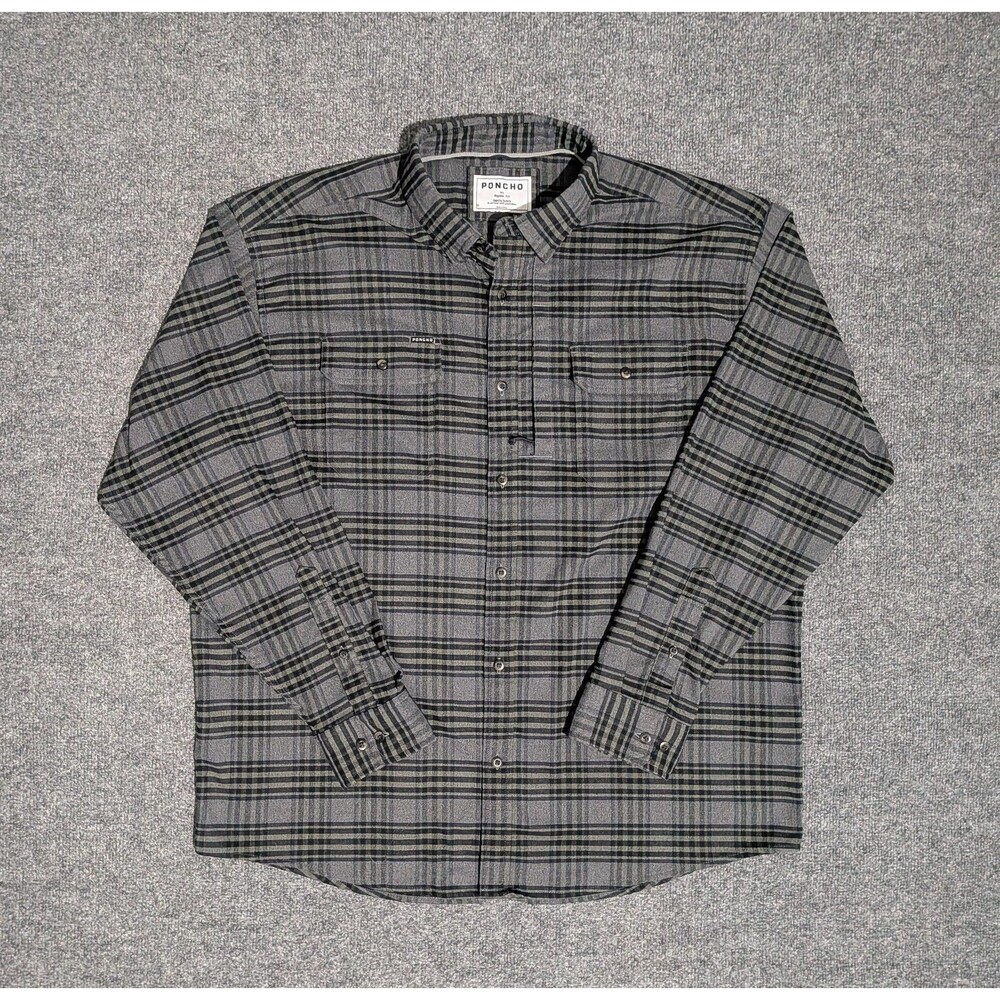 Poncho Flannel Shirt Mens XL Regular Fit Long Sleeve